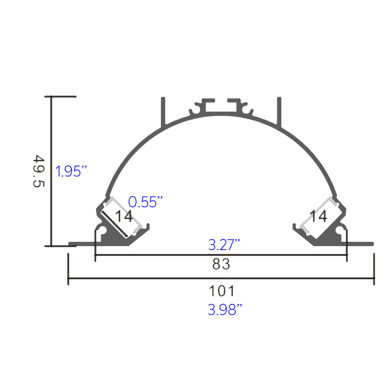 HL-A025 Aluminum Profile - Inner Width 14mm(0.55inch) - LED Strip Anodizing Extrusion Channel, For LED Strip Lights HL-A025 Aluminum Profile - Inner Width 14mm(0.55inch) - LED Strip Anodizing Extrusion Channel, For LED Strip Lights
